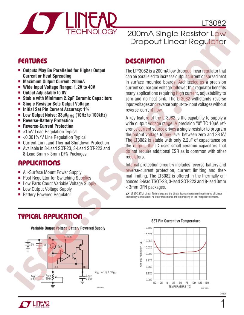 LT3082 Datasheet