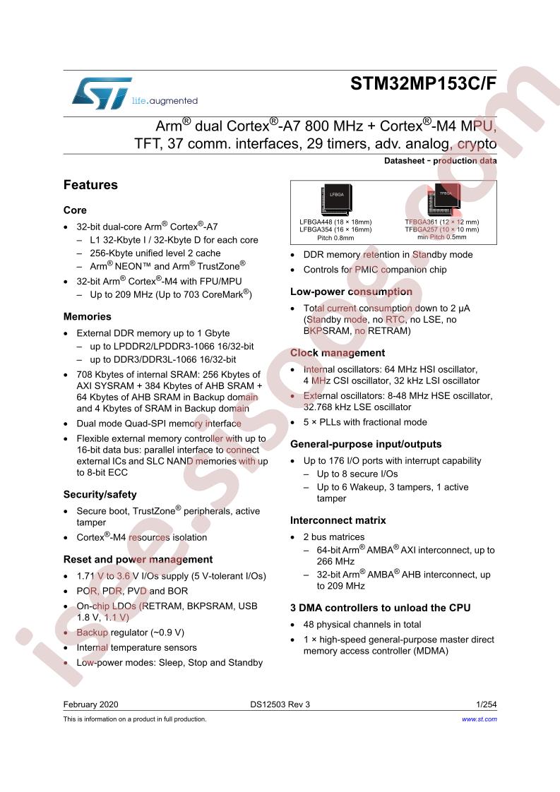 STM32MP153C Datasheet