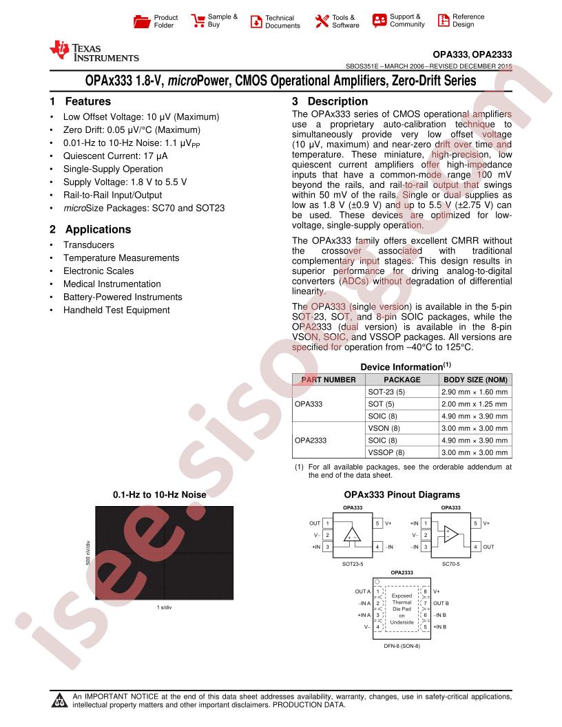 OPA333, 2333 Datasheet