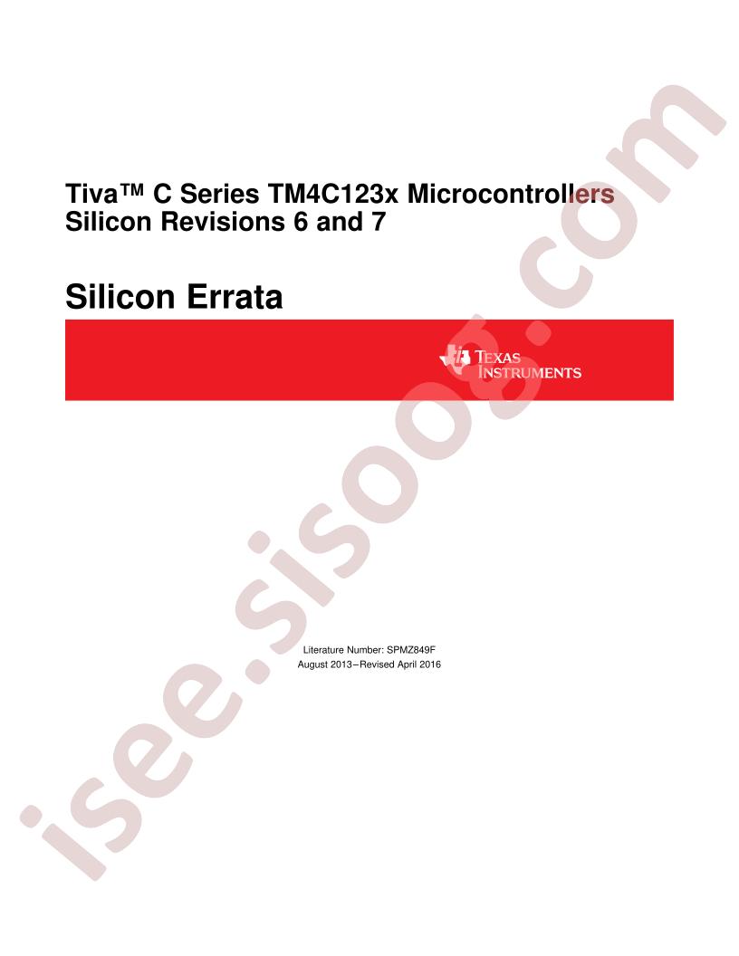 TM4C123x rev 6&7 Errata