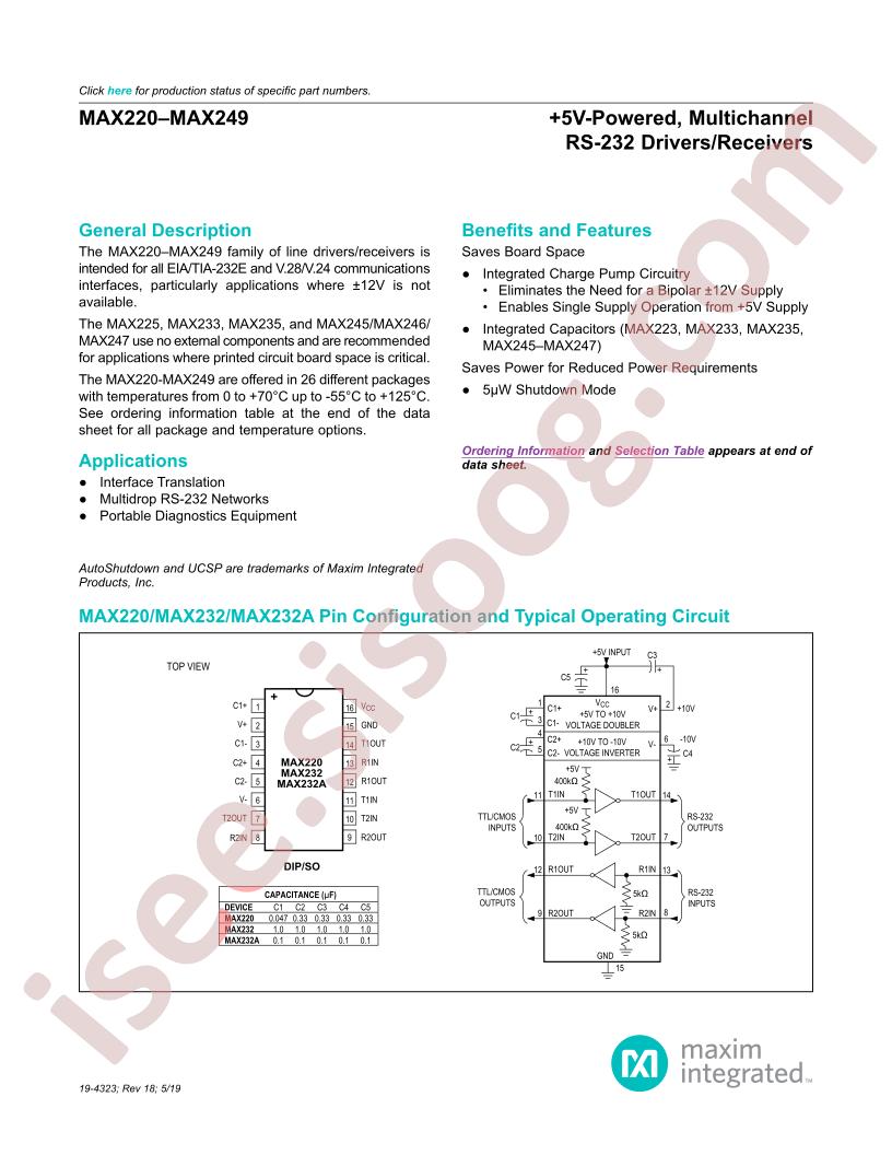 MAX220-49 Datasheet