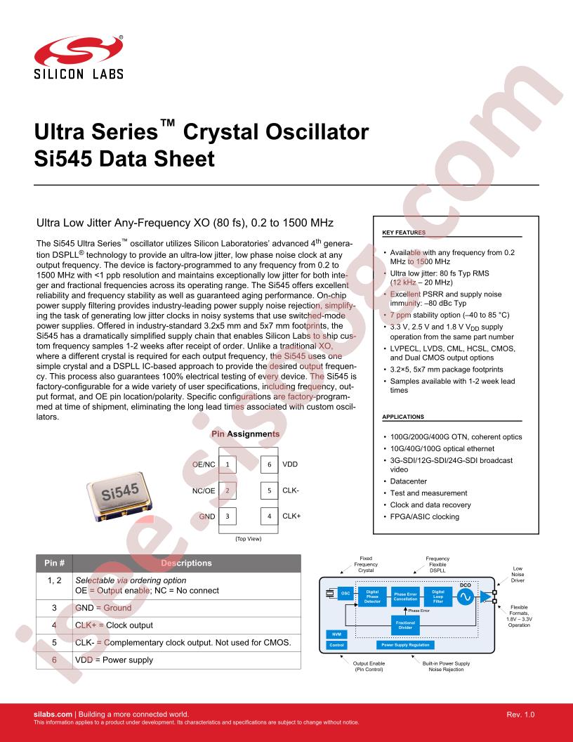 SI545 Datasheet