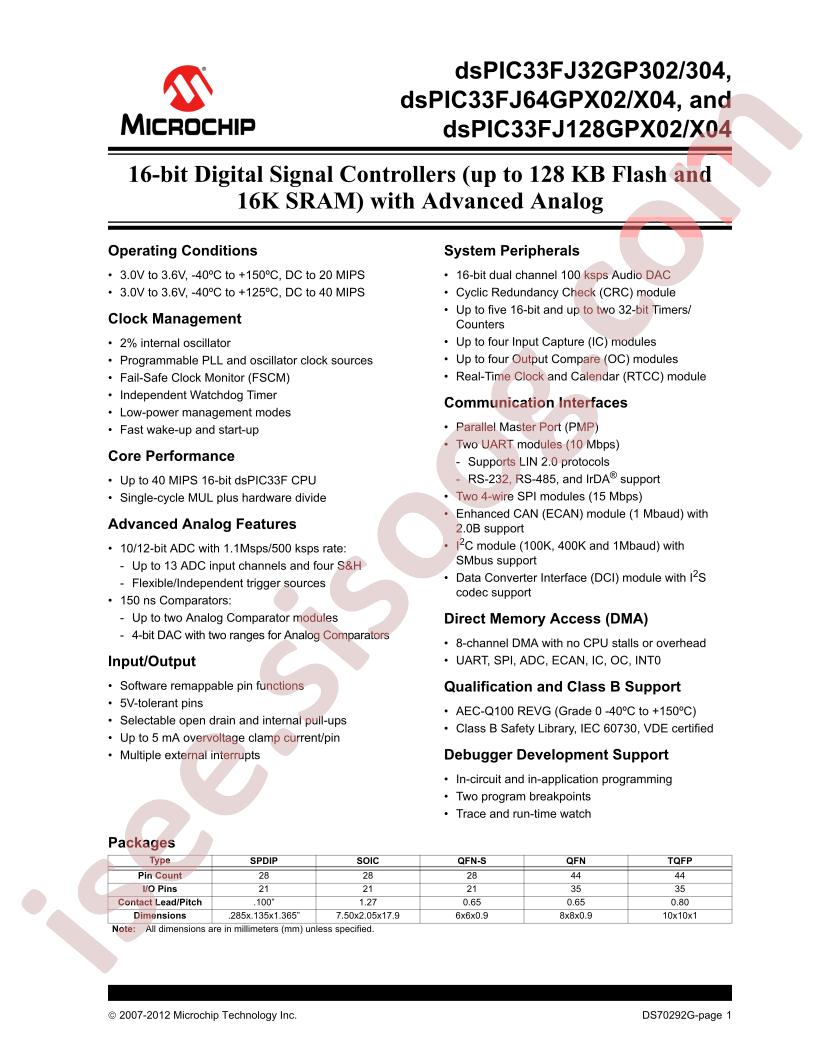 DSPIC33FJzzzGPx02/x04 Datasheet