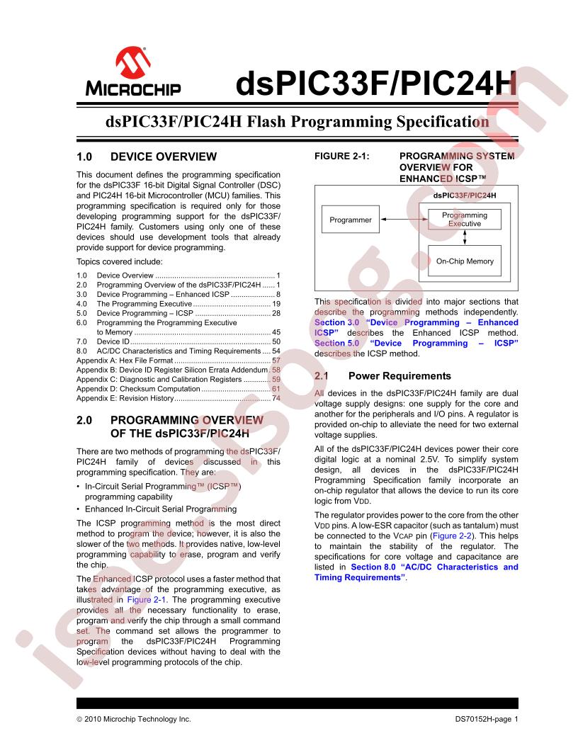 DSPIC33F, PIC24H Flash Programming Specification