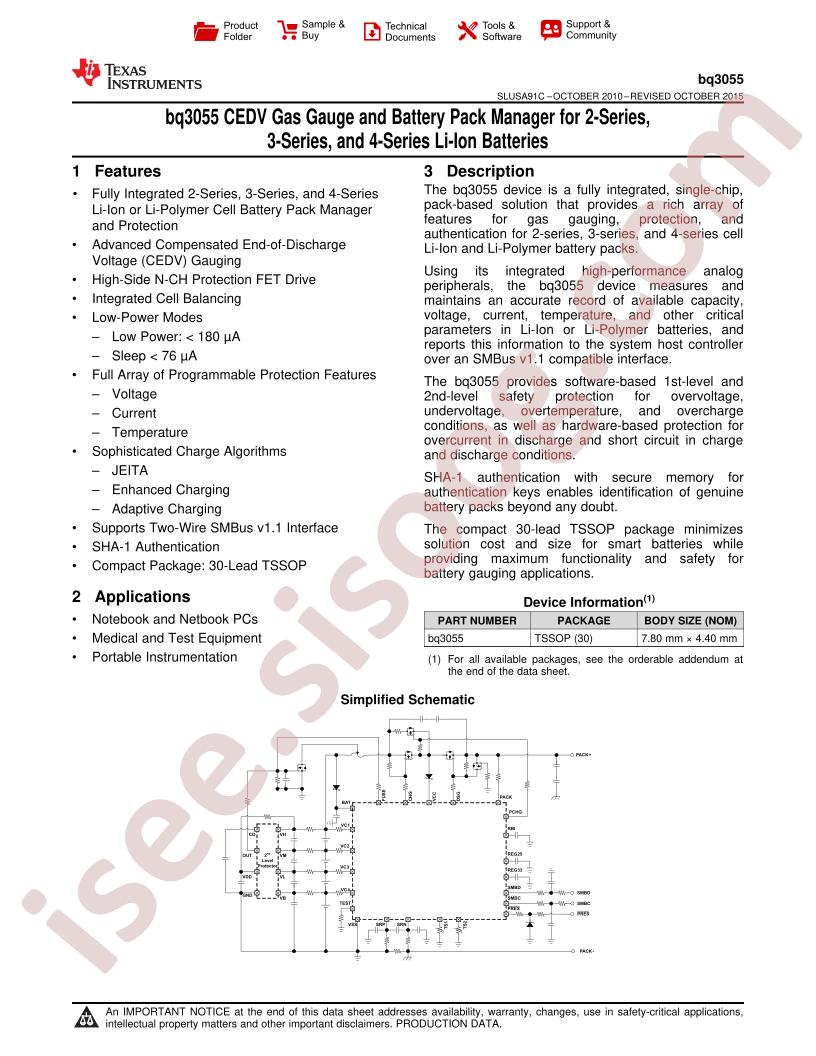 BQ3055 Datasheet