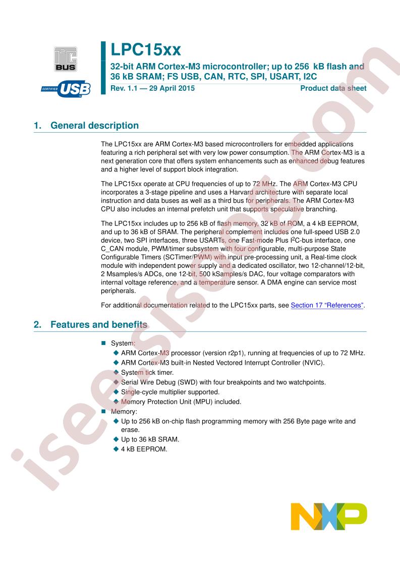 LPC15xx Datasheet