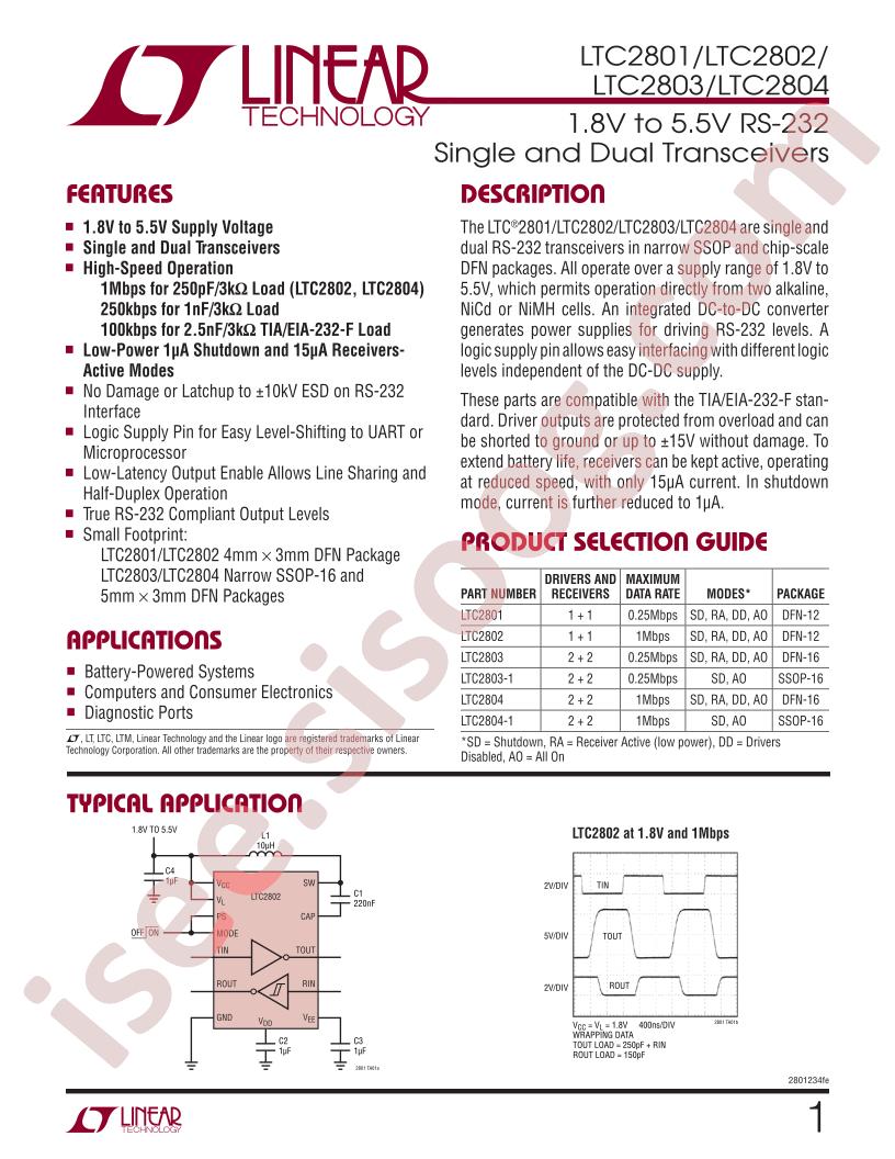 LTC2801 - LTC2804 Datasheet