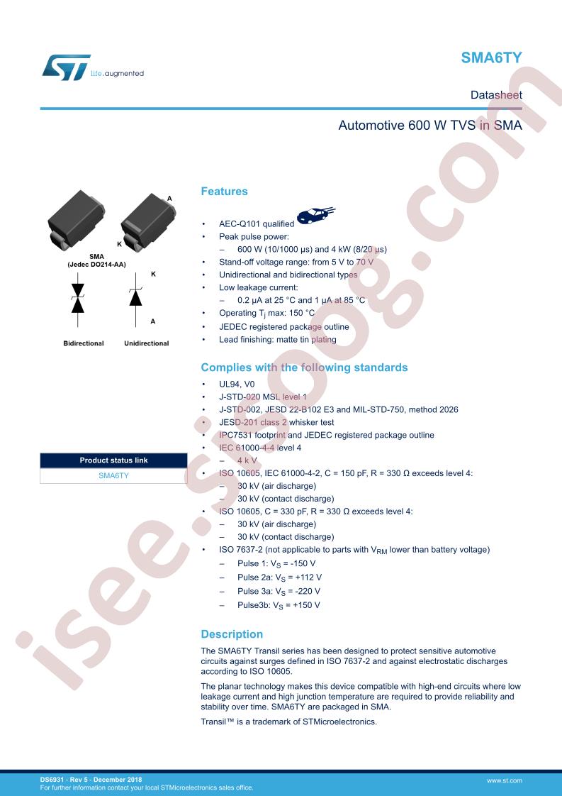 SMA6Txx(C)AY Datasheet