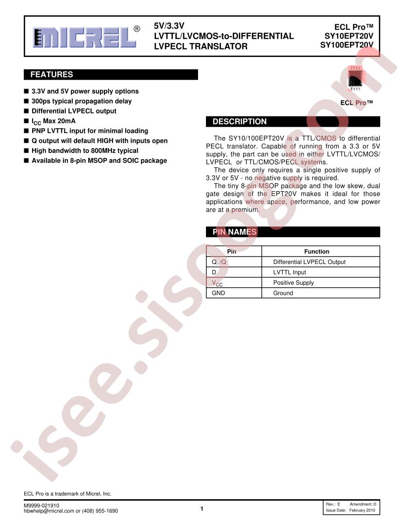 SY10/100EPT20V