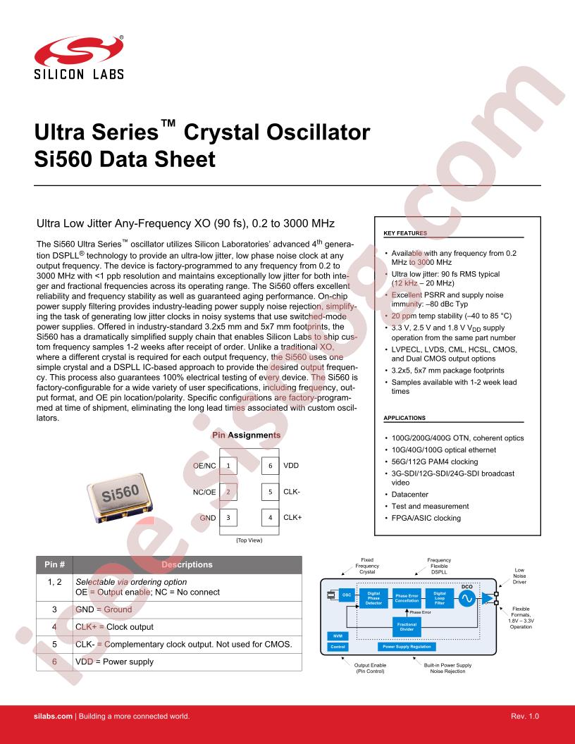 Si560 Datasheet