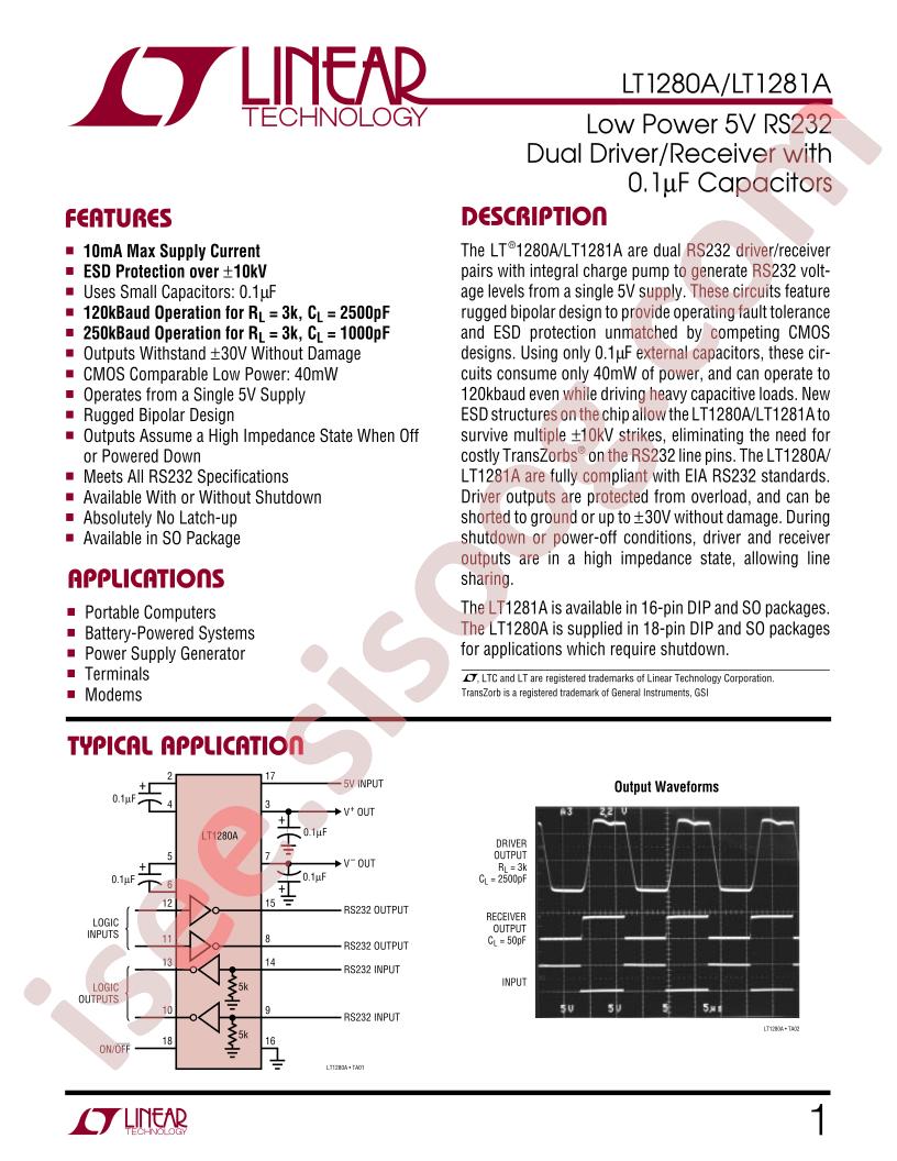 LT1280A, LT1281A Datasheet