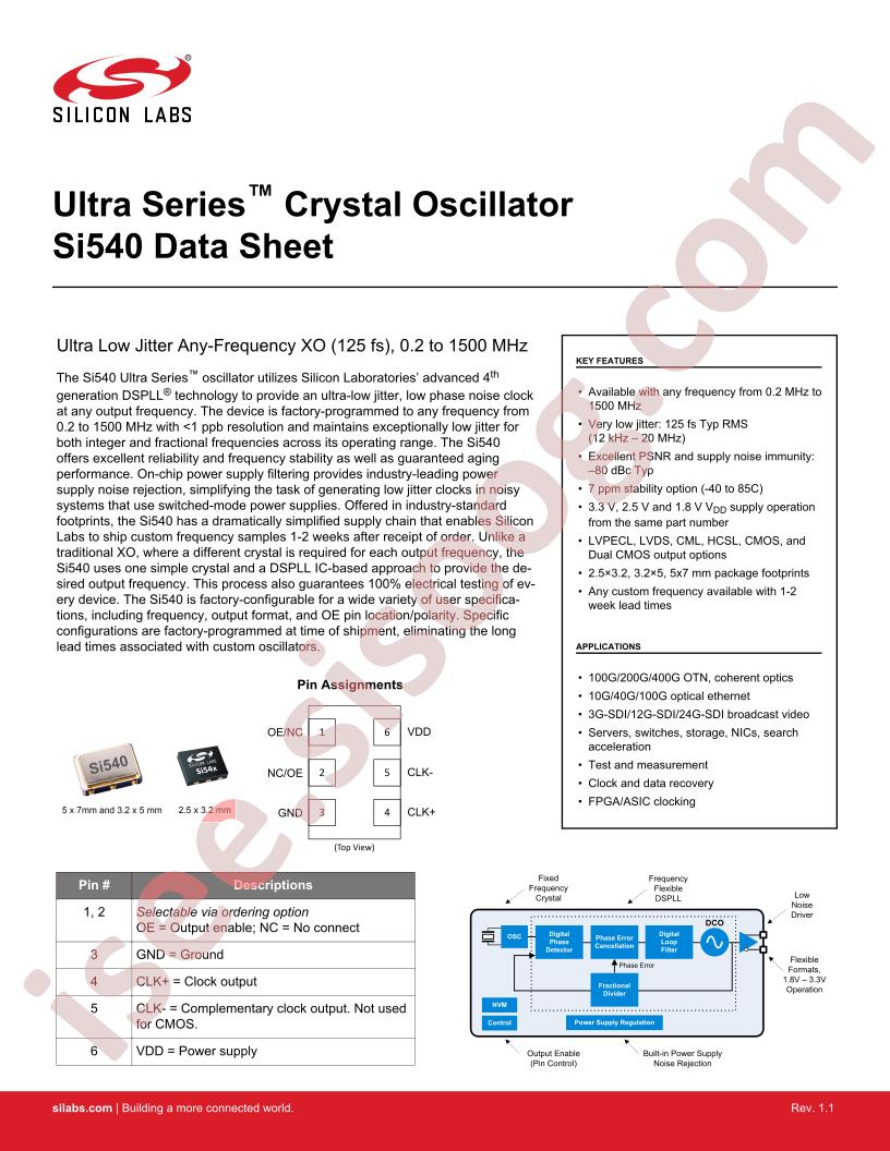 SI540 Datasheet