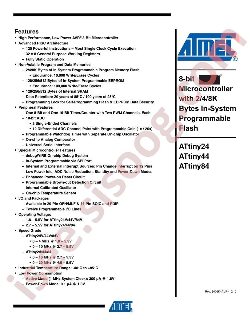 ATtiny24/44/84 Datasheet