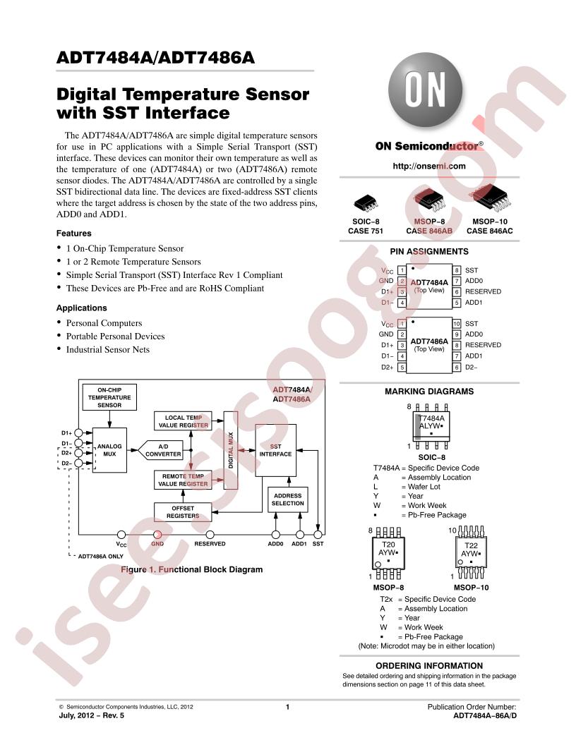 ADT7484A, ADT7486A