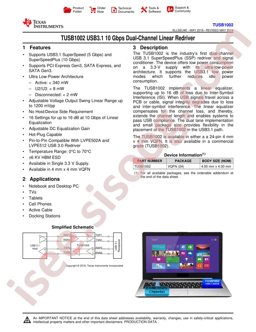 TUSB1002 Datasheet