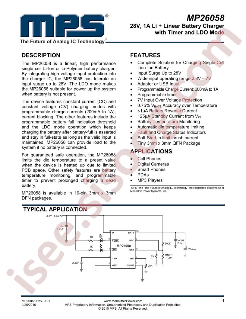 MP26058 Datasheet