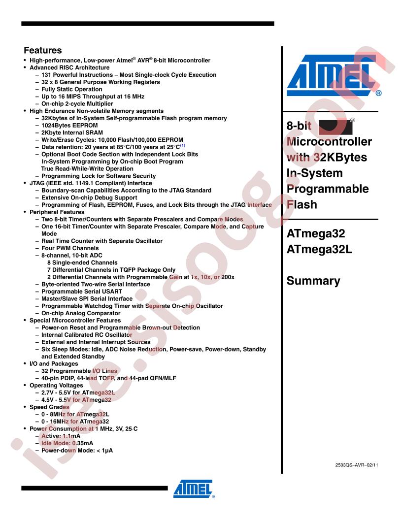 ATMEGA32(L) Summary