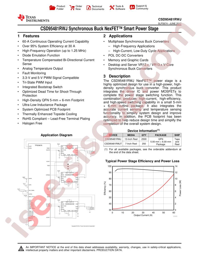 CSD95481RWJ Datasheet