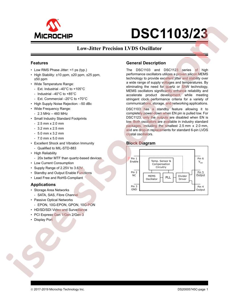 DSC1103,23 Datasheet