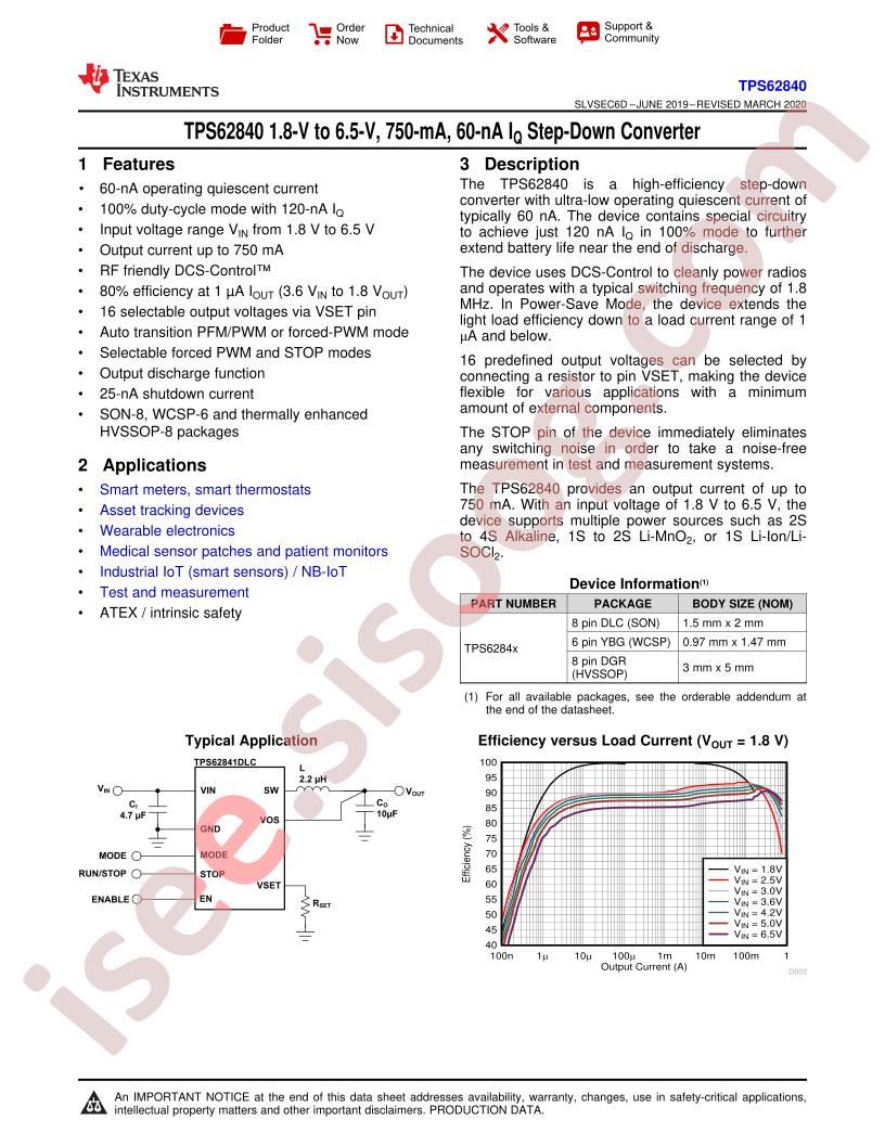 TPS62840 Datasheet