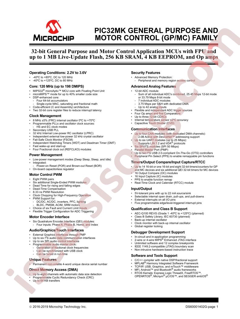 PIC32MK GP,MC Family Datasheet