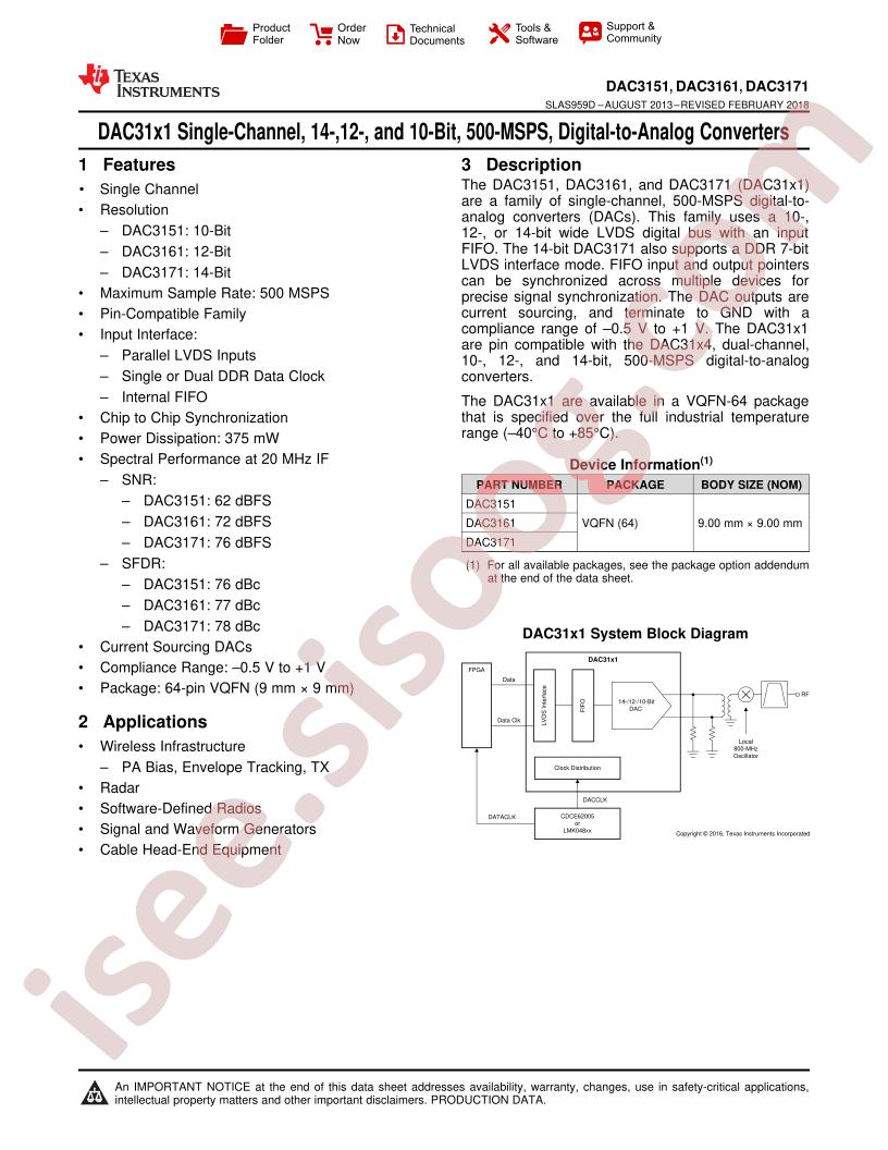 DAC31x1 Datasheet
