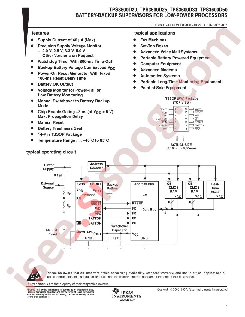 TPS3600D20,25,33,50