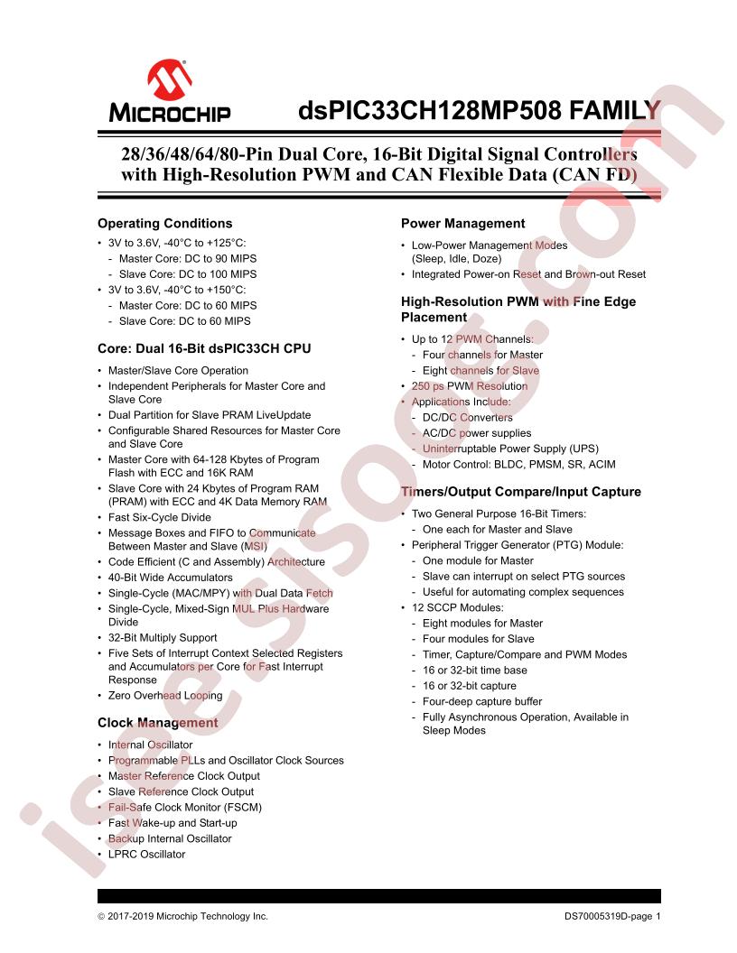 dsPIC33CH128MP508 Family Datasheet