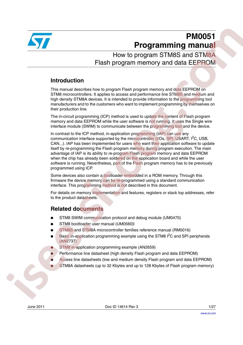 STM8S, STM8AF Programming Manual