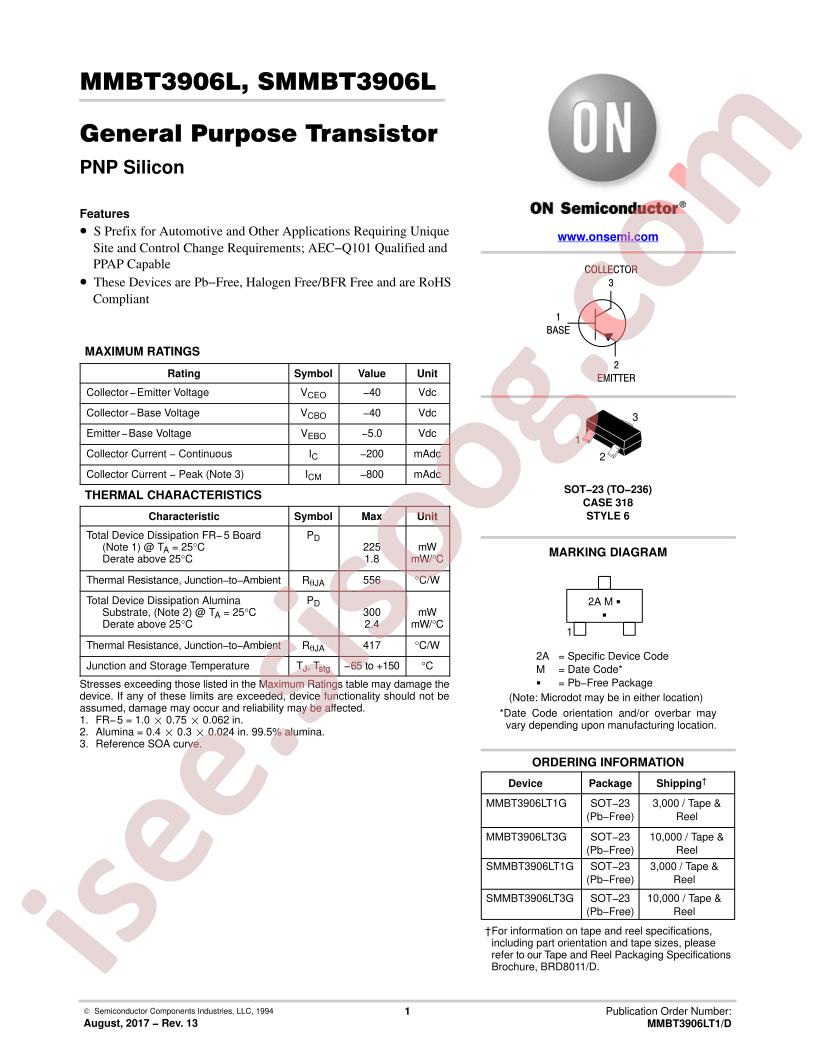 MMBT,SMMBT3906L Datasheet