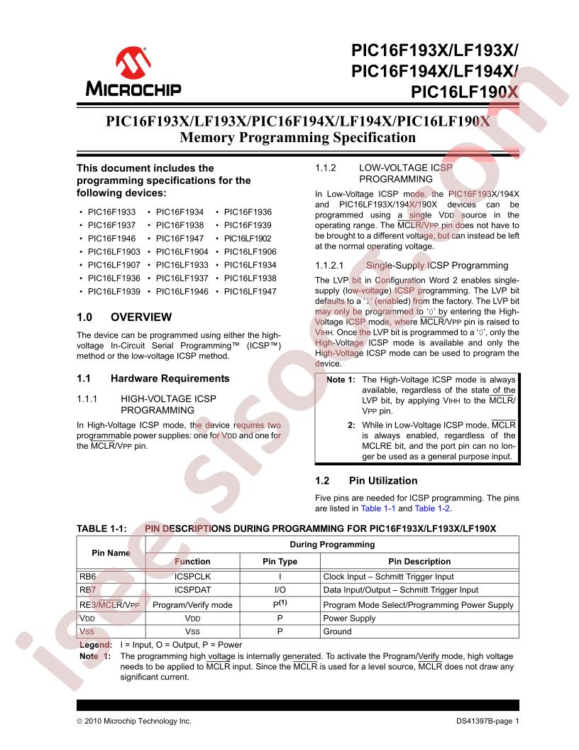 PIC16(L)F19xx Programming Spec