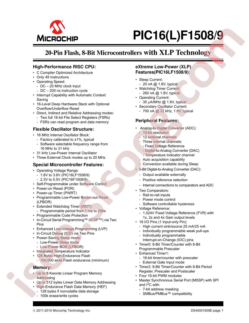 PIC16(L)F1508,09 Datasheet