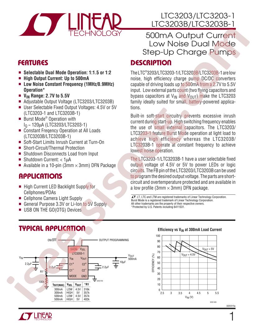 LTC3203(-1), LTC3203B(-1) Datasheet