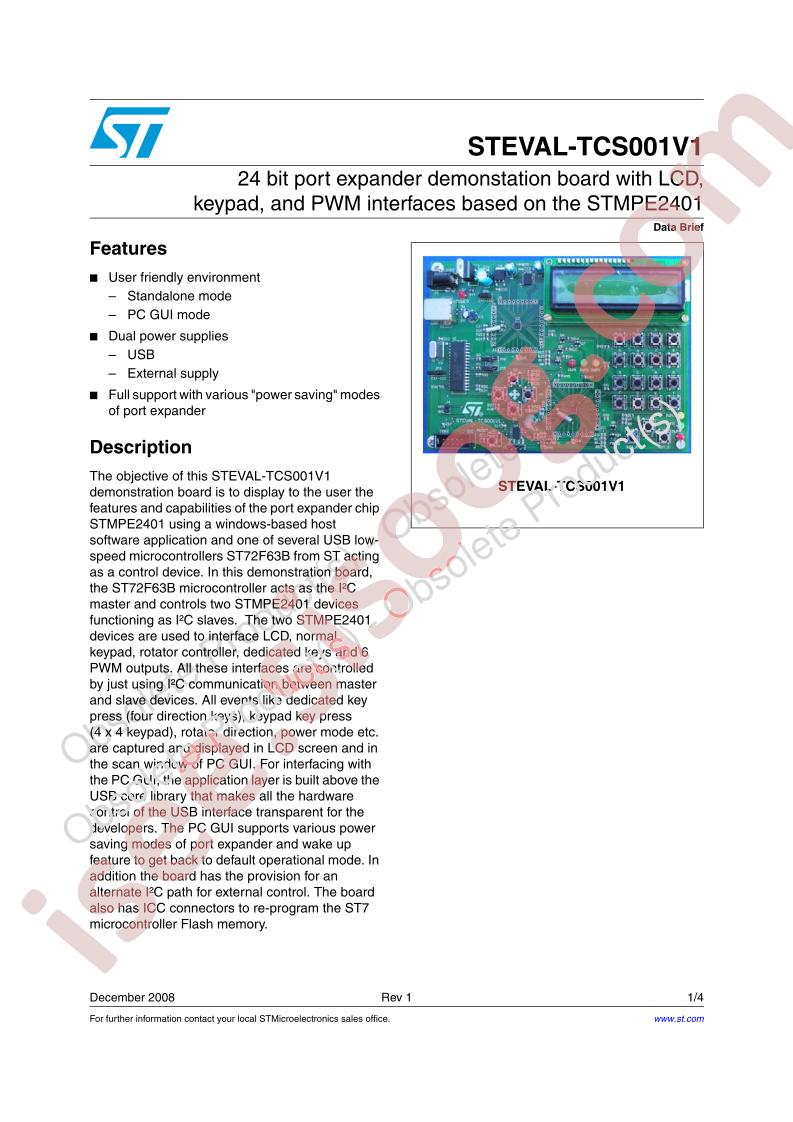 STEVAL-TCS001V1 Data Brief