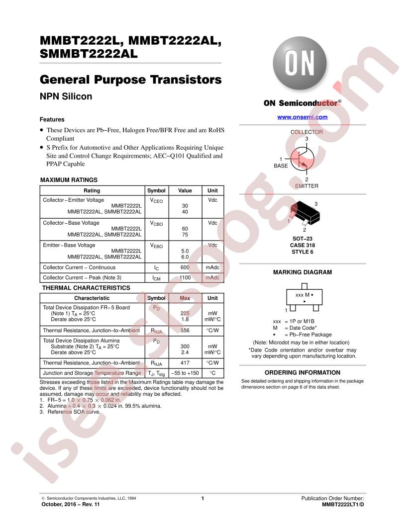 MMBT/SMMBT2222(A)L Datasheet