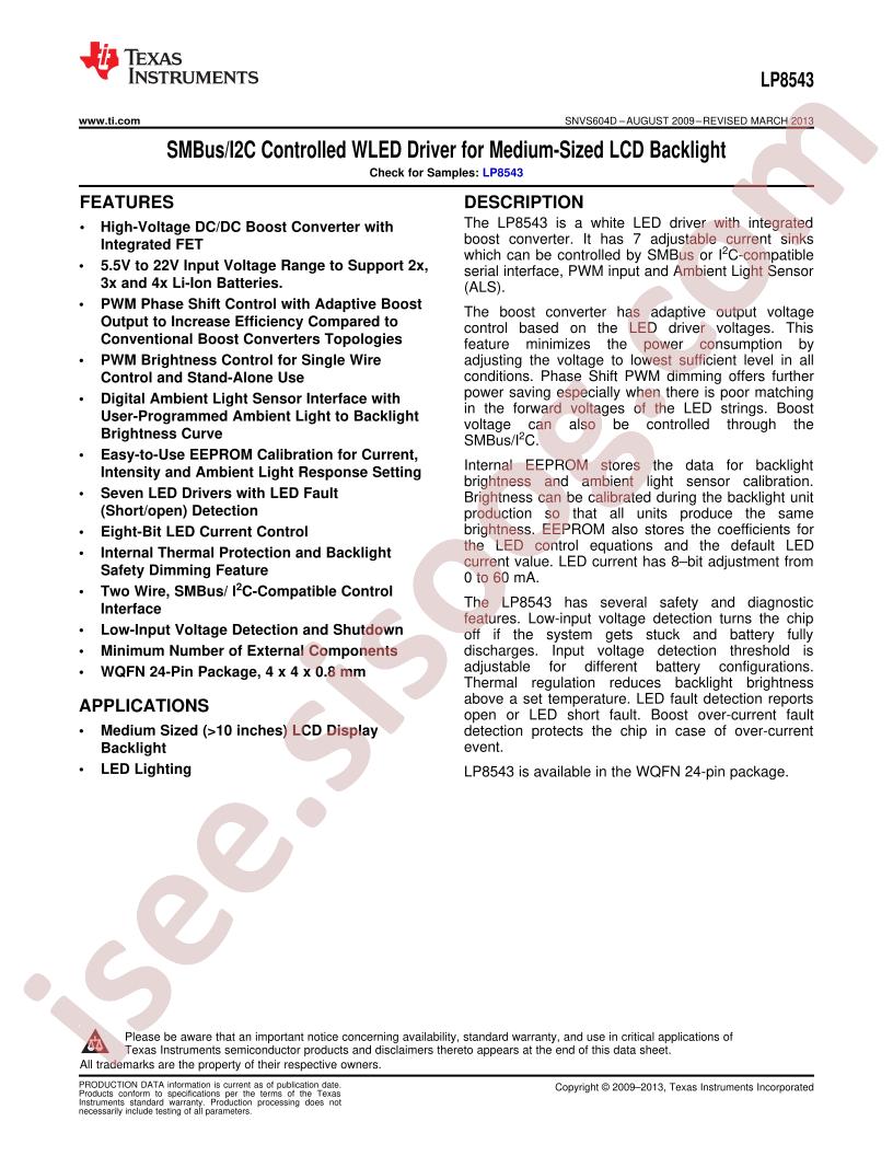 LP8543 Datasheet