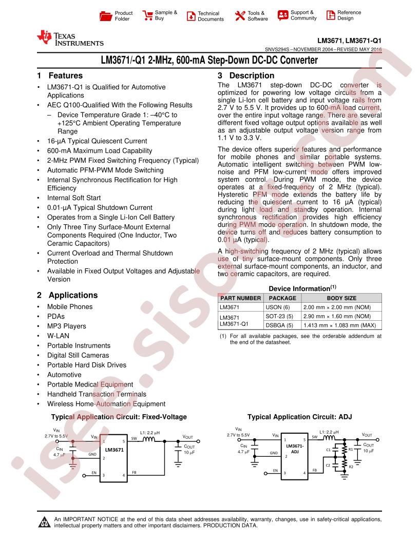 LM3671 Datasheet