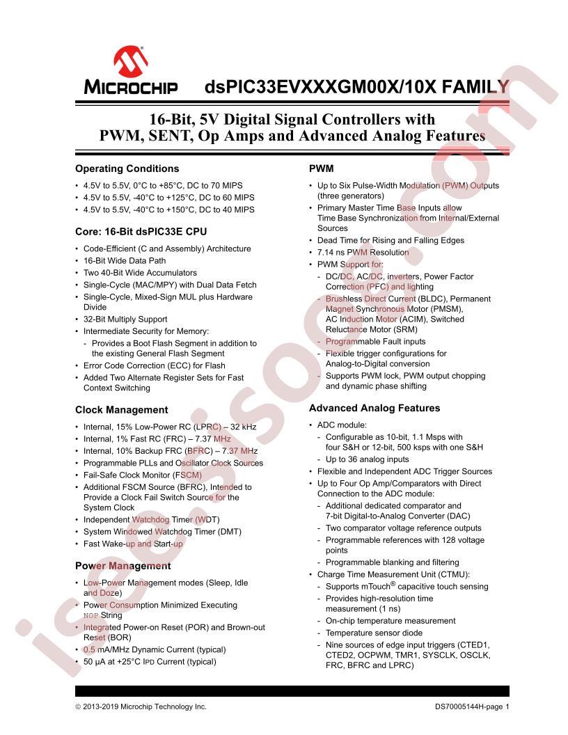 dsPIC33EVxzxGM00x/10x Family Datasheet