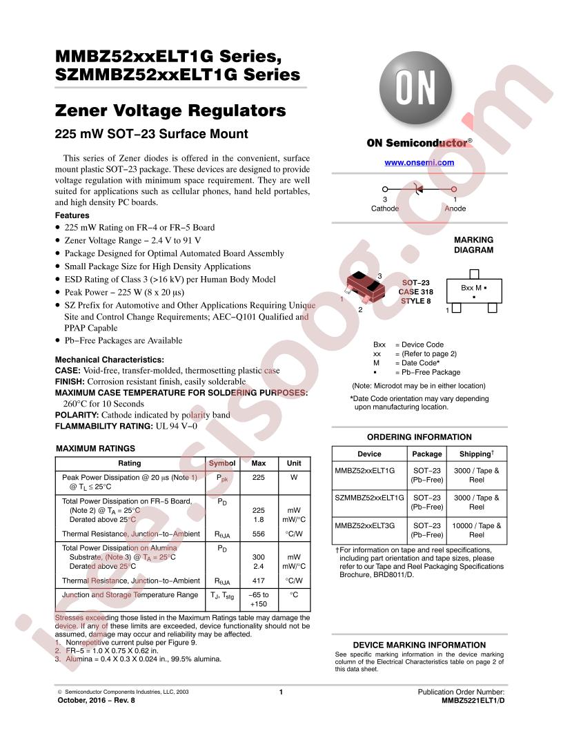 MMBZ/SZMMBZ52xxELT1G Series