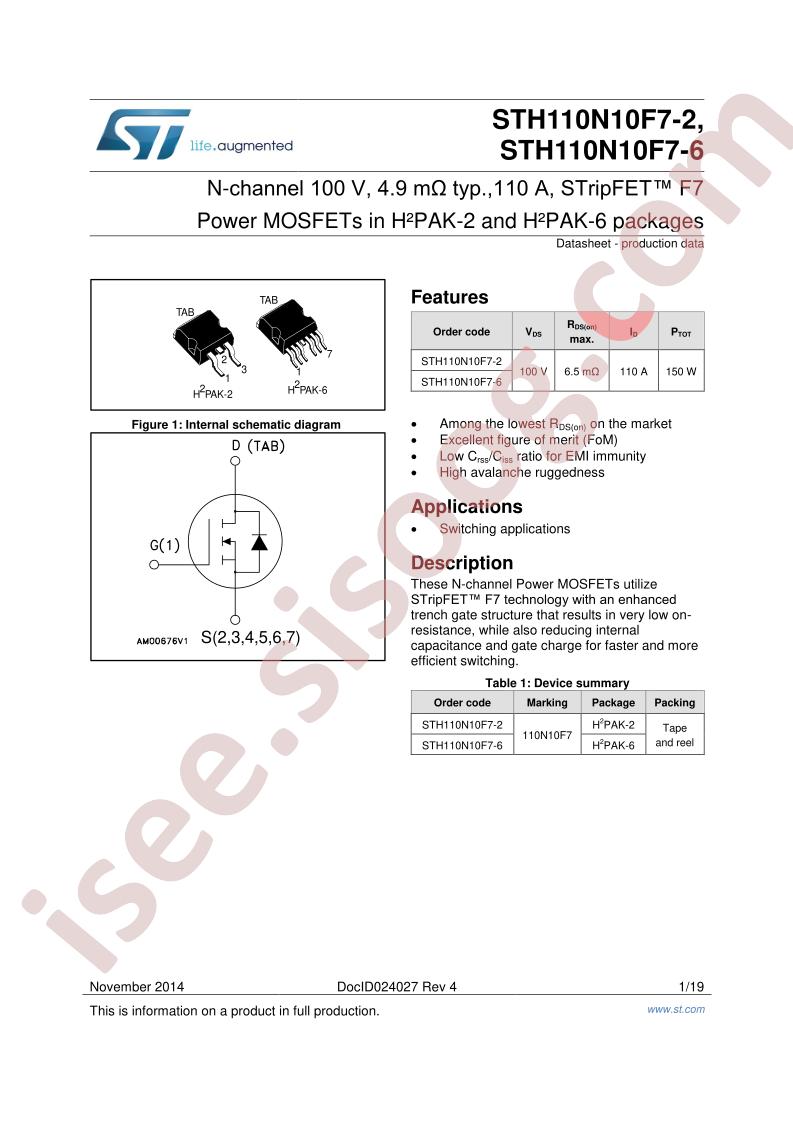 STH110N10F7-2,-6