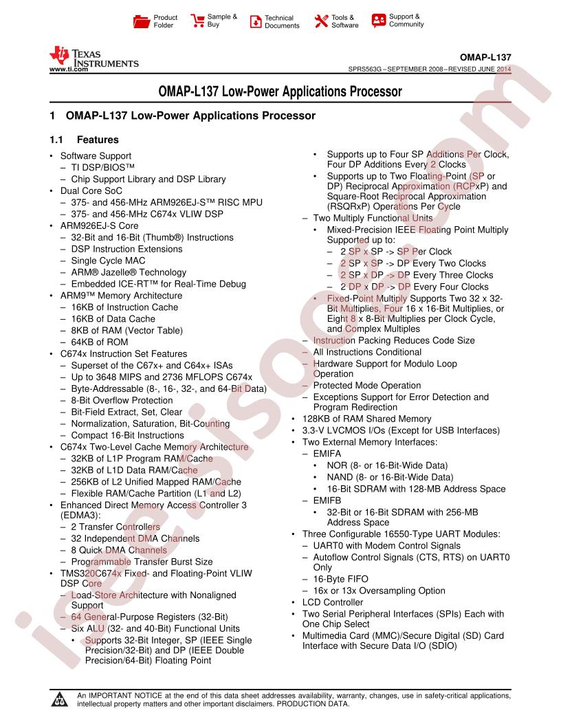 OMAP-L137 DataSheet