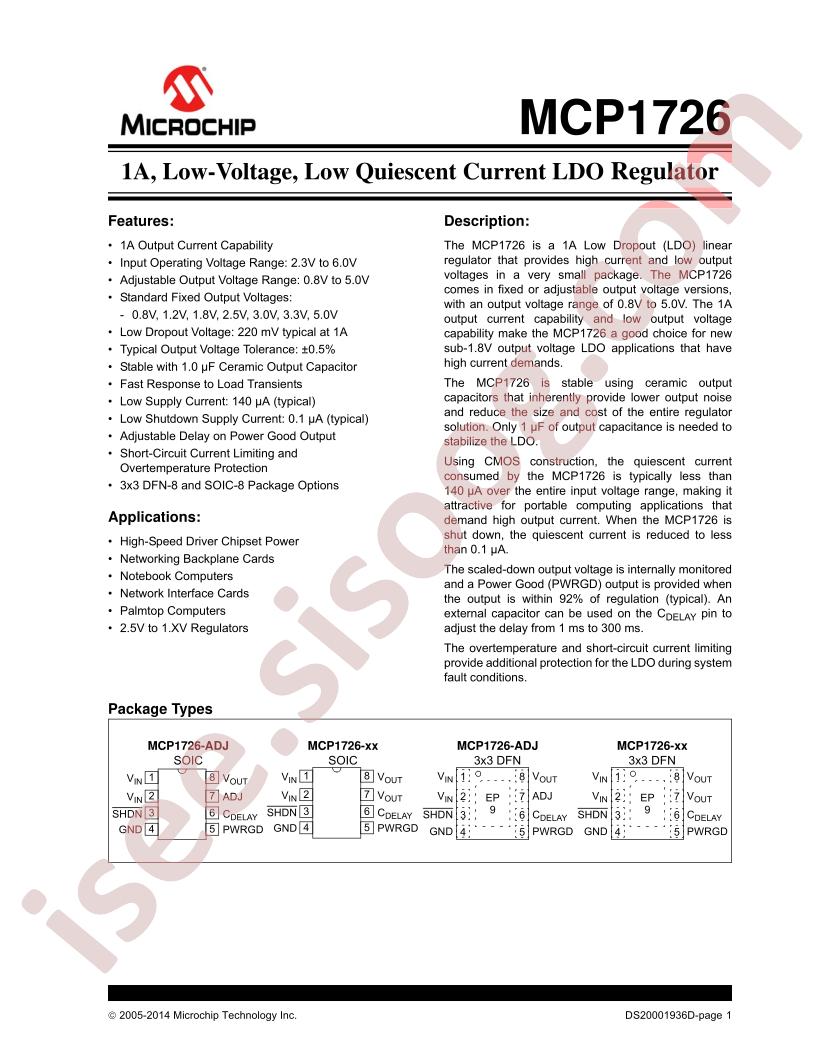 MCP1726 Datasheet