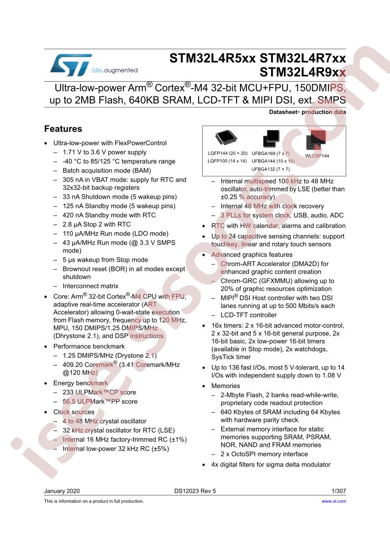 STM32L4R5xx, 7xx, 9xx Datasheet