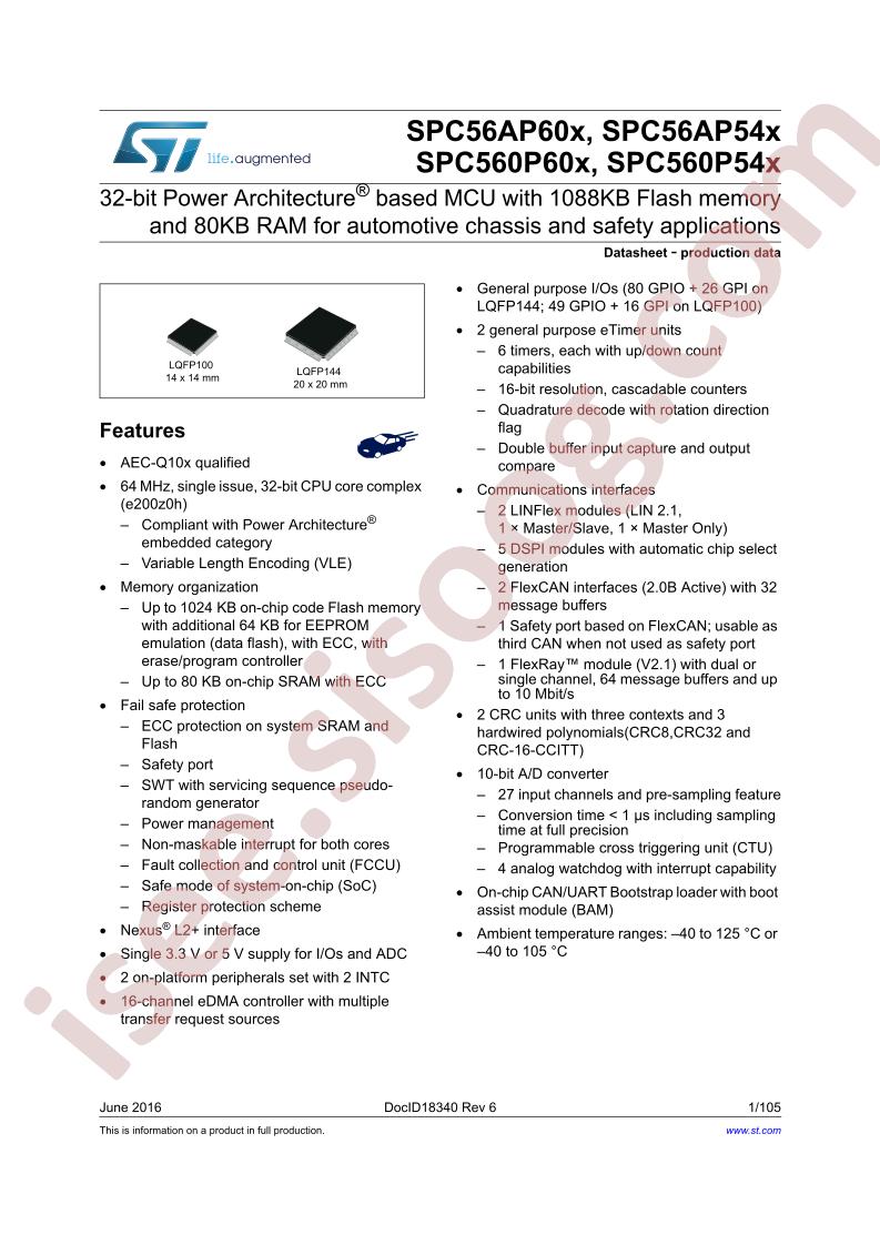 SPC56(0,A)P54x,60x Datasheet