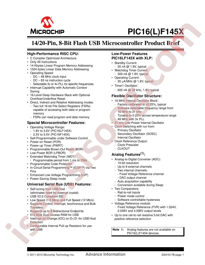 PIC16(L)F145(4,5,9) Brief
