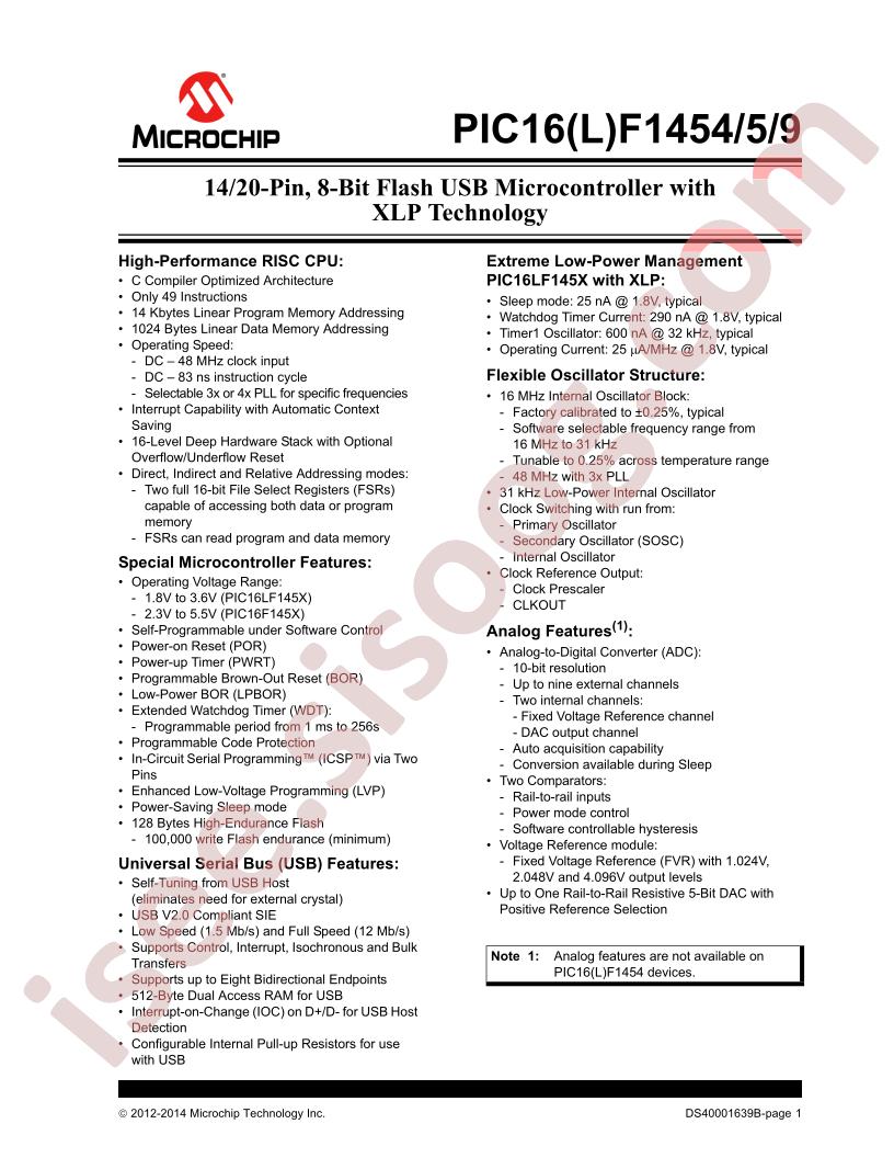 PIC16(L)F1454,5,9 Datasheet