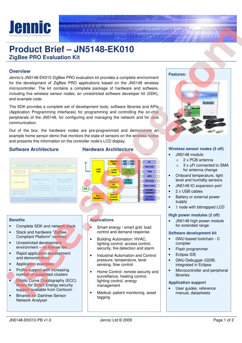 JN5148 ZigBee PRO Eval Kits Brief