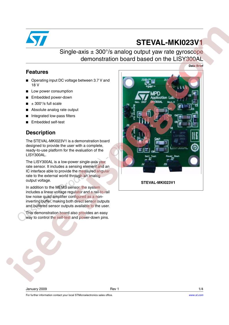 STEVAL-MKI023V1 Data Brief