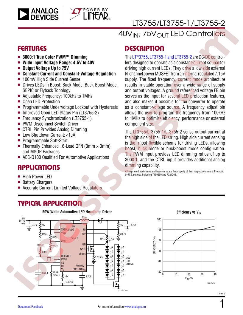 LT3755(-1, -2) Datasheet