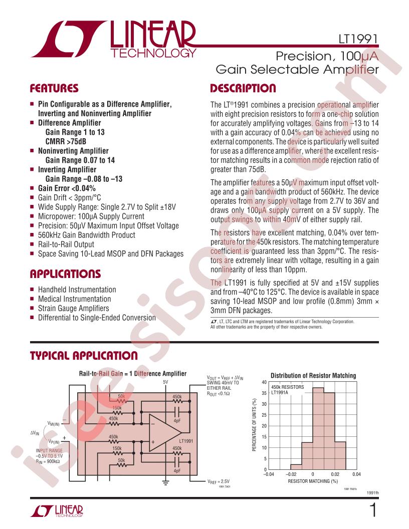 LT1991 Datasheet